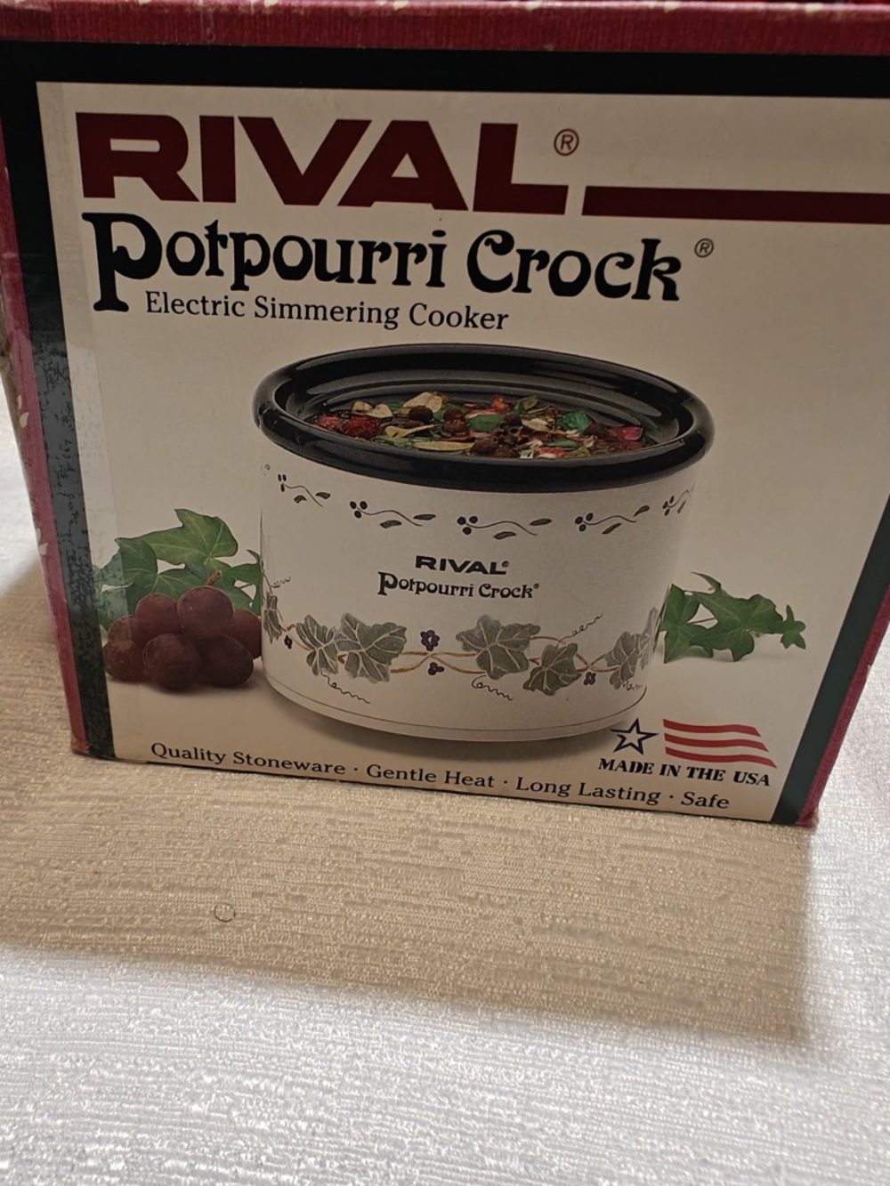 Vtg Rival Potpourri Crock Model 3206 GR Quality Stoneware USA Made It Works
